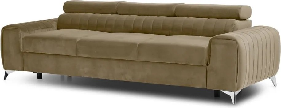 Canapea maro deschis extensibilă cu tapițerie din catifea 261 cm Laurence – ELTAP