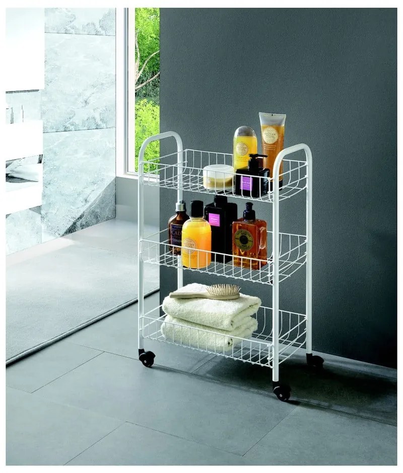 Suport mobil cu 3 rafturi Metaltex Siena, alb