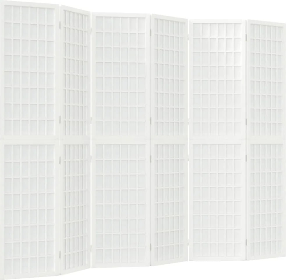 vidaXL Paravan pliabil cu 6 panouri, stil japonez, alb, 240x170 cm