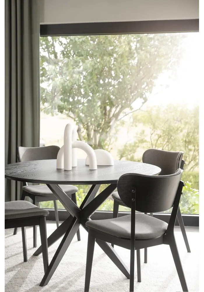 Masă de dining rotundă cu blat cu aspect de lemn de stejar 120x120 cm Calverton - Rowico
