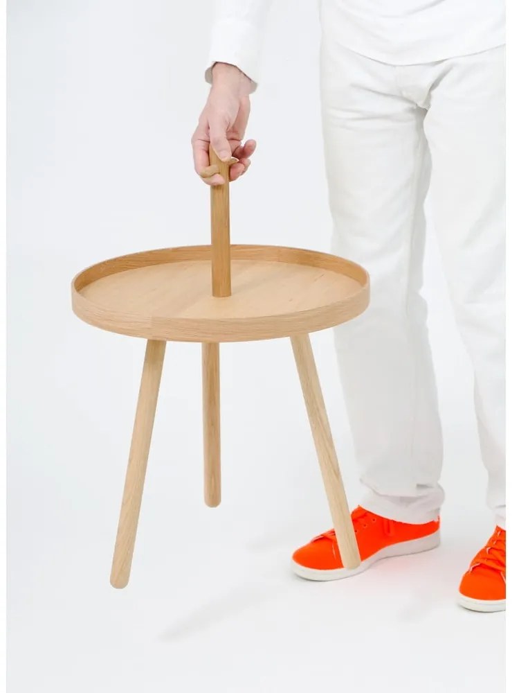 Măsuță auxiliară din lemn de stejar Wireworks Pick Me Up, ø 45 cm