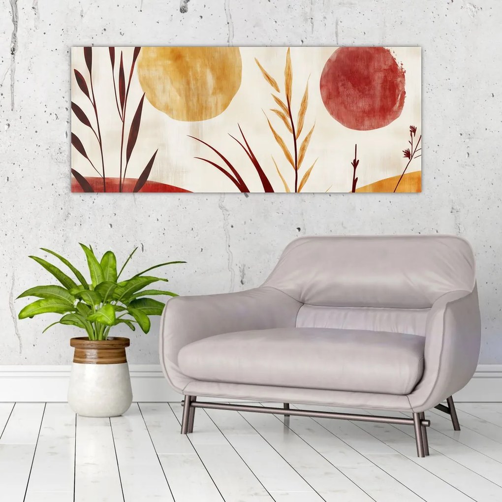 Tablou - Plante și cercuri (120x50 cm)