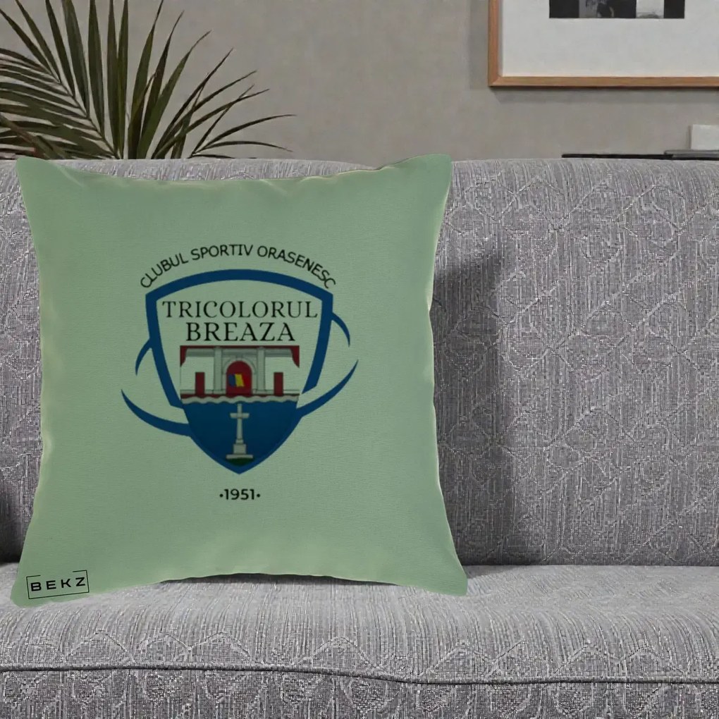 Perna Personalizata CSO Tricolorul Breaza 1951, 40x40 cm, Verde, Husa Detasabila, Perna Inclusa, BEKZ®
