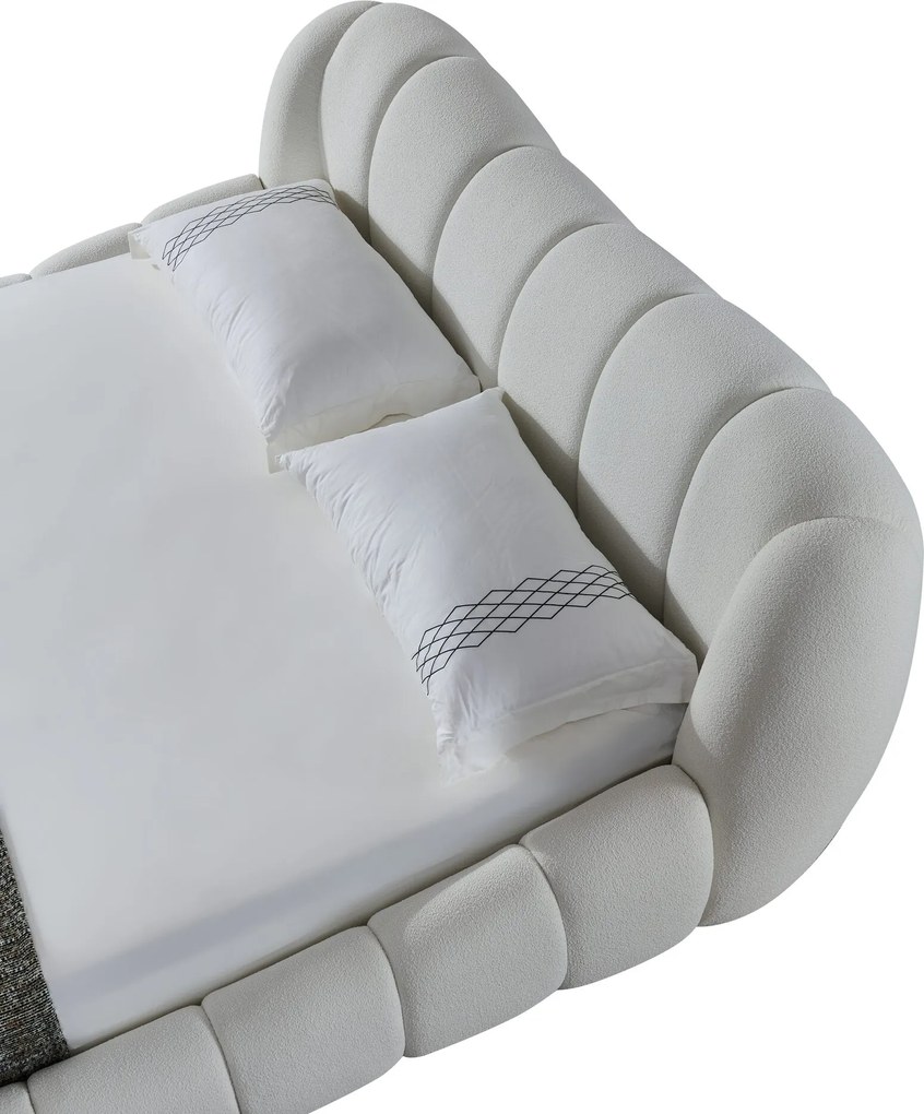 Pat dormitor dumonde, tapitat alb Royal 180x200 cm