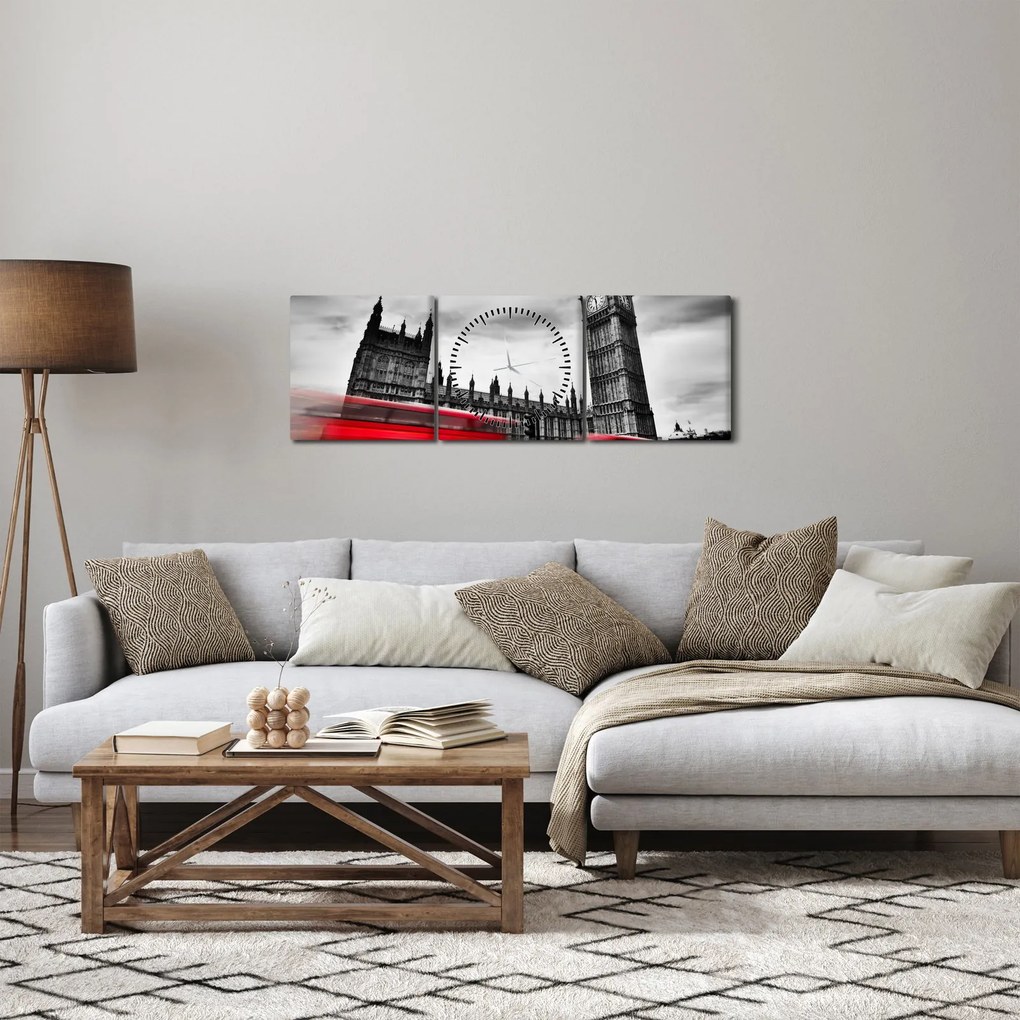 Tablou - Houses of Parliament din Londra (cu ceas) (90x30 cm)