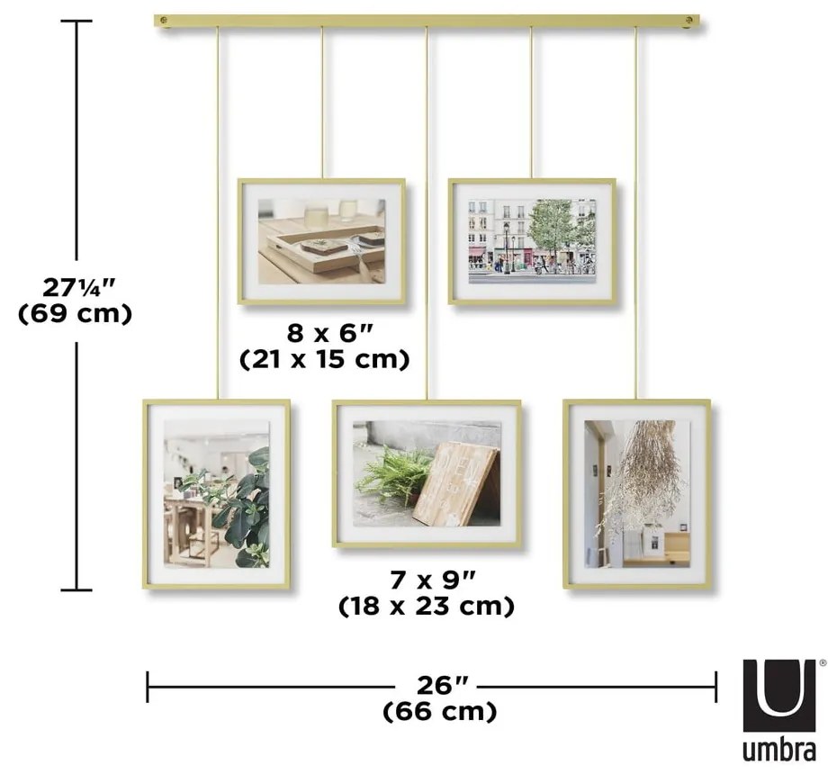 Rame aurii de suspendat 5 buc. din metal 70x80 cm Exhibit – Umbra