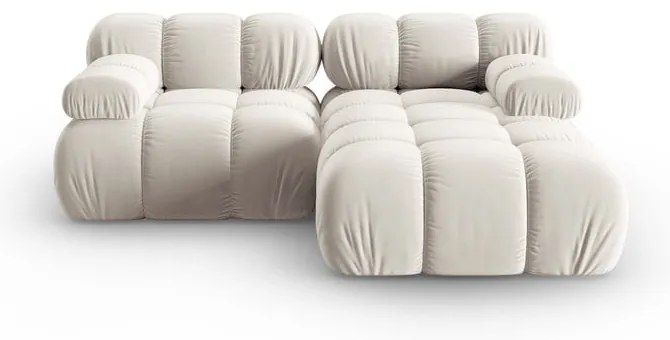 Colțar modular bej cu tapițerie din catifea (cu colț pe partea dreaptă) Bellis – Micadoni