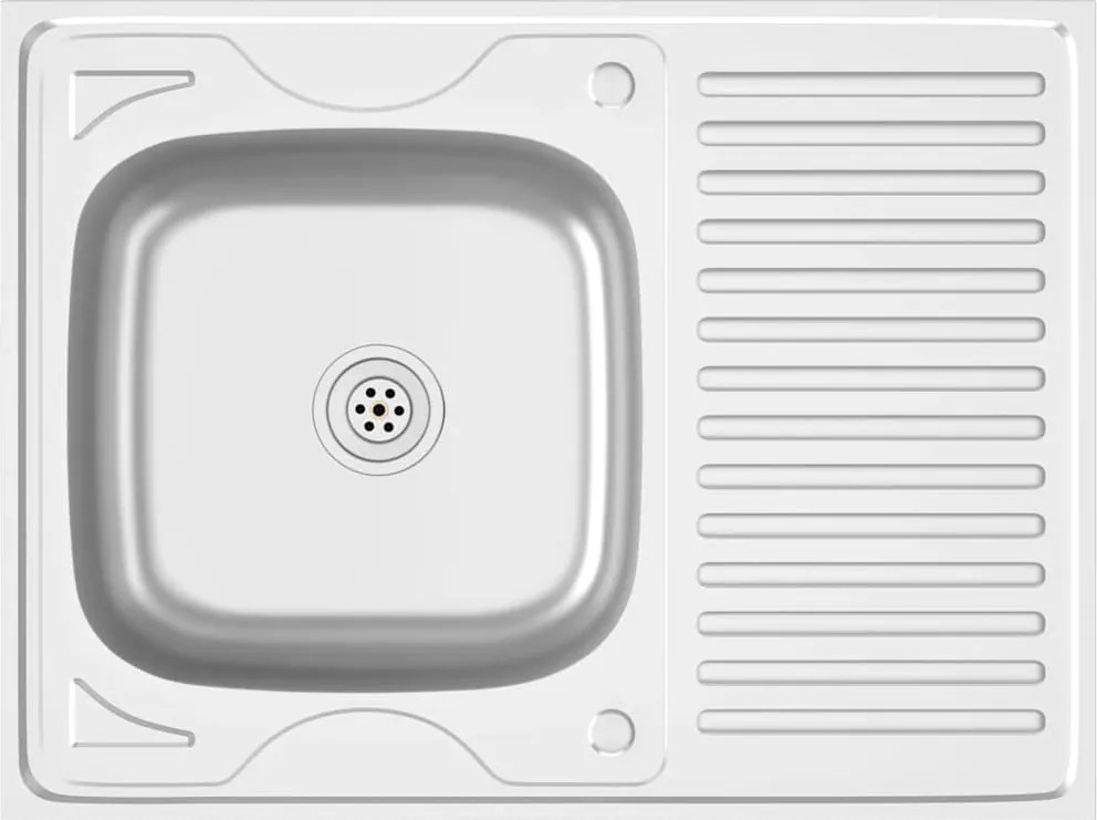 vidaXL Chiuvetă bucătărie cu scurgător, argintiu 800x600x155 mm oțel