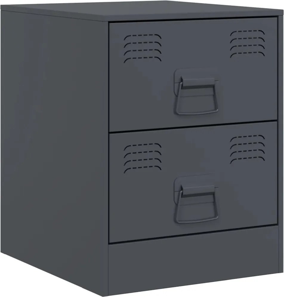 vidaXL Noptieră, antracit, 34,5x39x44 cm, oțel