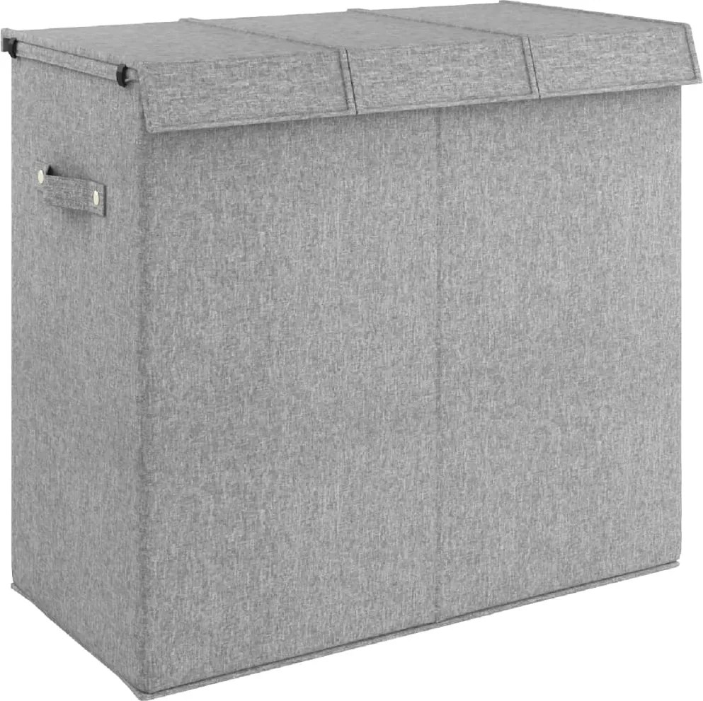 vidaXL Coș de rufe pliabil, gri, 64,5x34,5x59 cm, imitație de pânză