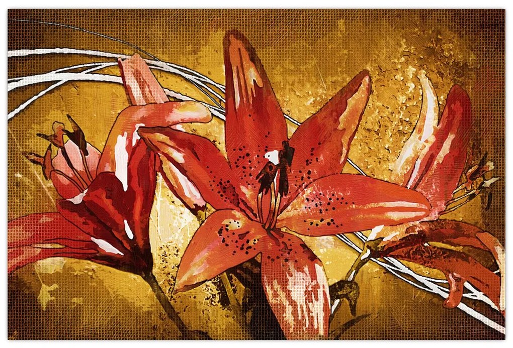 Tablou cu flori de crini (90x60 cm)