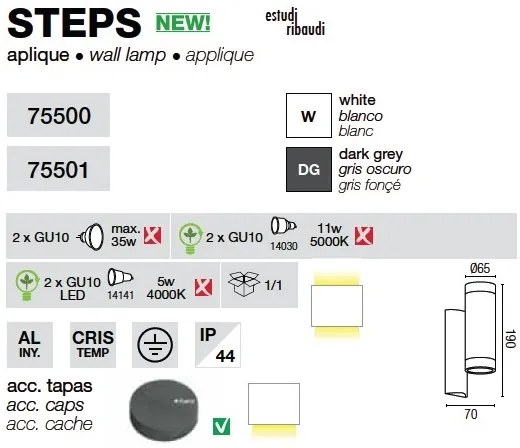 Aplica de perete exterior IP44 Steps 75500