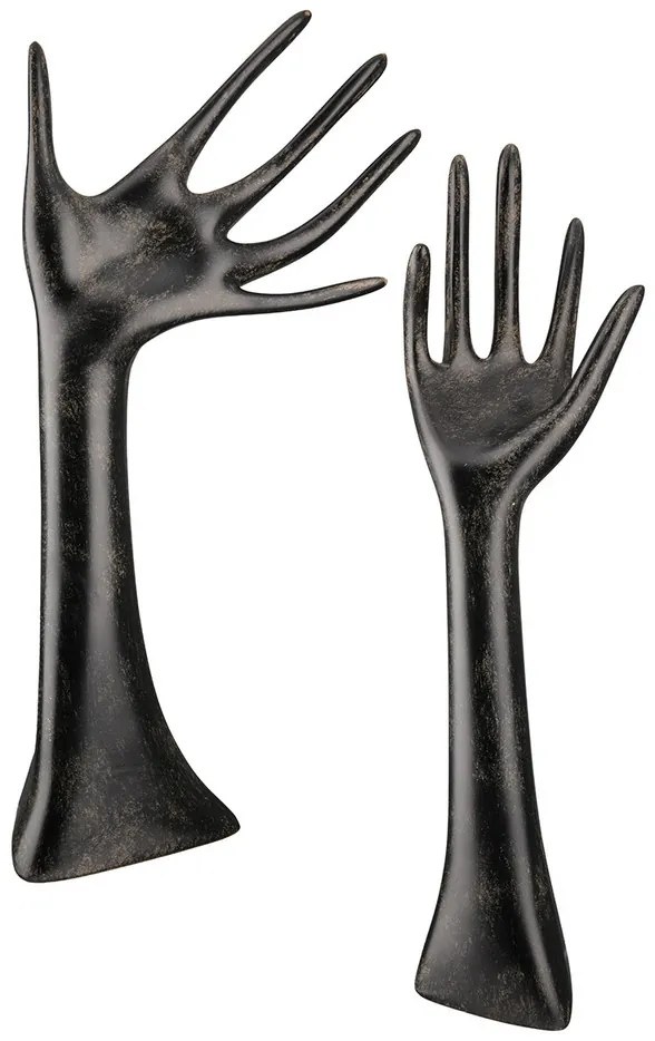 Set 2 suporturi de bijuterii Hand negru, rasina, 31 cm