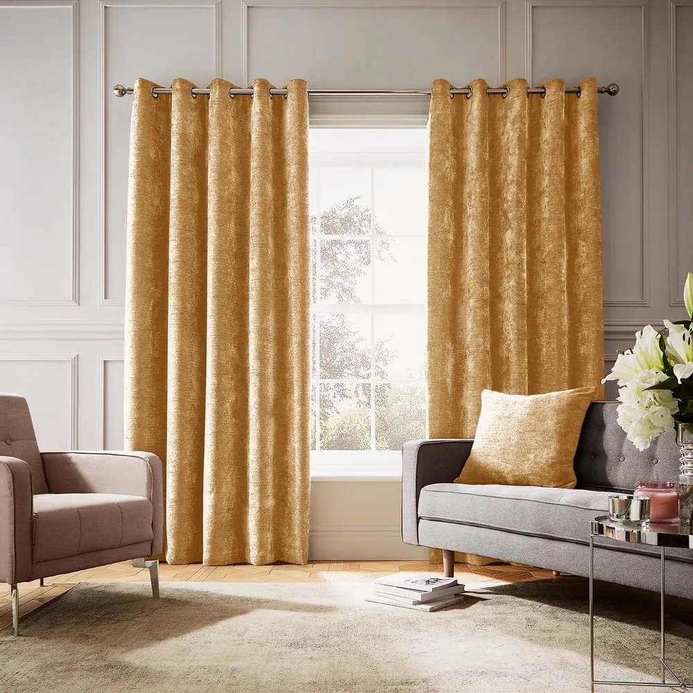 Draperii galbene termoizolante 2 buc. din janilie 168x183 cm Selene Luxury Chenille – Hyperion