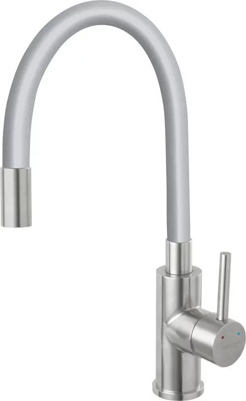 Baterie bucatarie cu pipa flexibila Ferro Zumba gri - inox