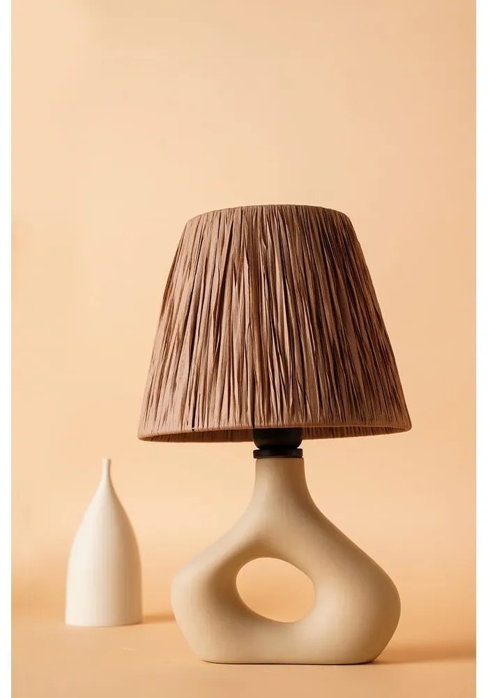 Veioză bej cu abajur din sfoară din hârtie (înălțime 40 cm) Serin – Opviq lights