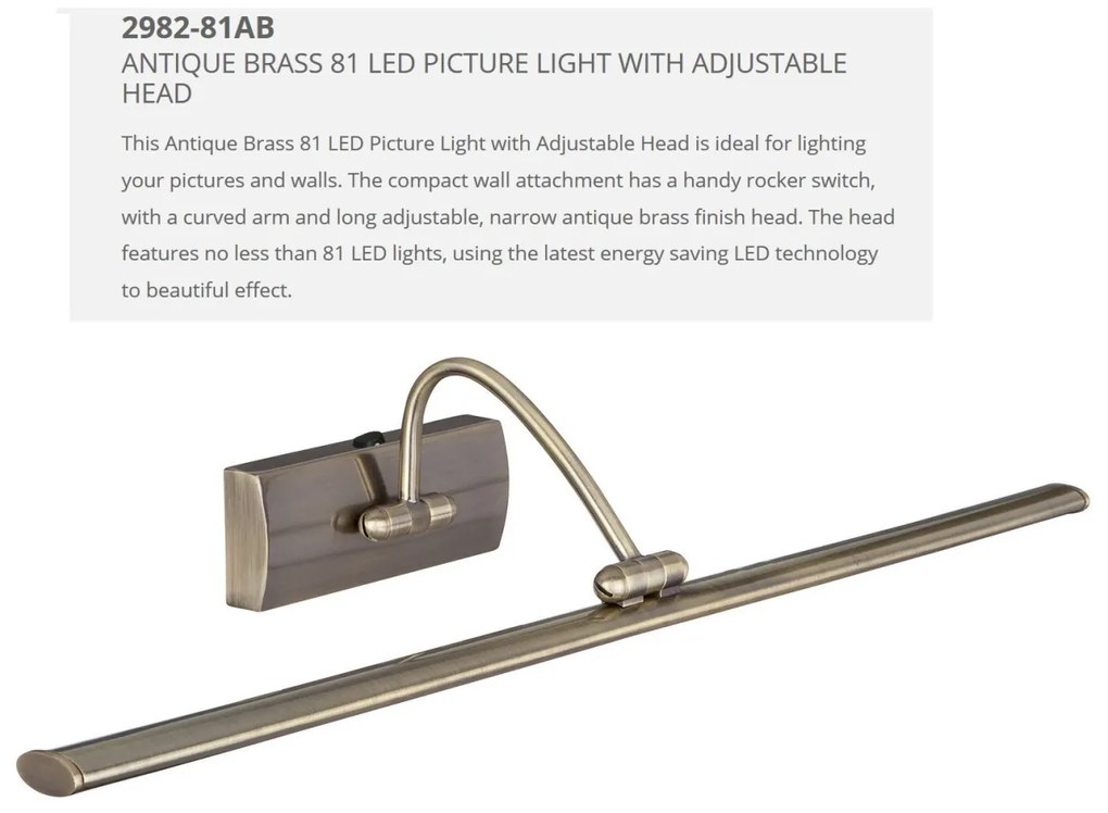 Aplica LED tablou directionabila Picture Lights alama antic 2982-81AB SRT