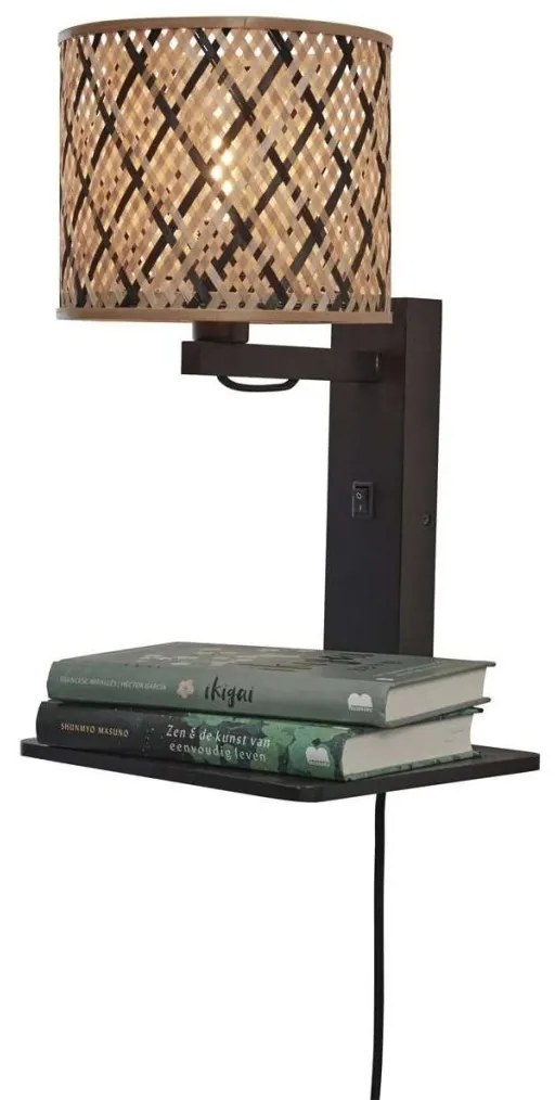 Aplica de perete eco din bambus cu polita Java shelf bl/18x15, bl/nat