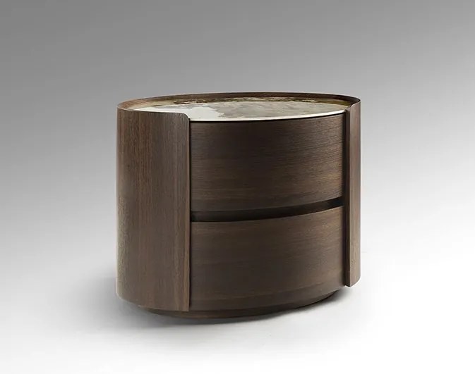 Noptiera ovala cu 2 sertare Enoc stejar inchis