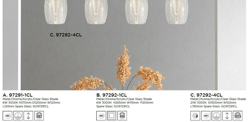 Lustra LED moderna cu 4 pendule Cyclone 97292-4CL SRT