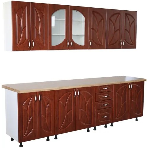 Bucatarie Zebra 260 cm din MDF Cedru frunza cu blat termoizolant artar