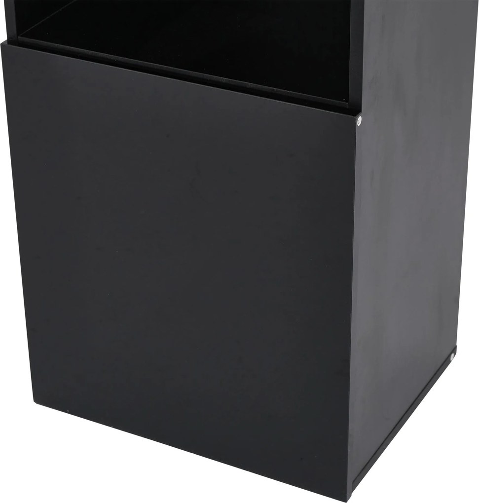 Vitrină lucioasă cu iluminare LED, 1 raft de sticlă, 45x35x160 cm, Negru