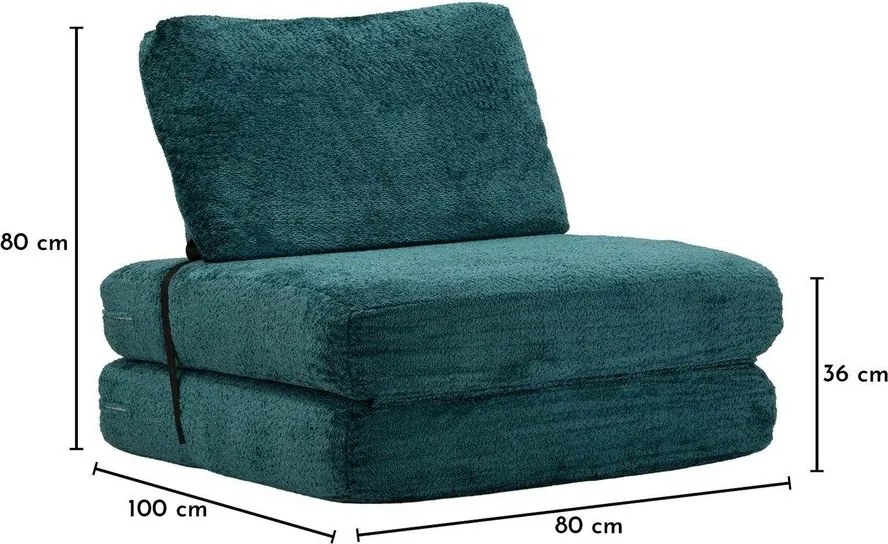 Fotoliu albastru-verde extensibil cu tapițerie din țesătură bouclé Faster – Mauro Ferretti