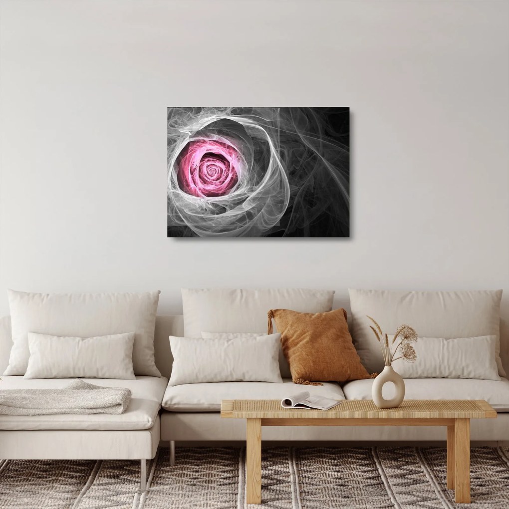 Tablou pe sticlă - Trandafir abstract, fucsia (70x50 cm)