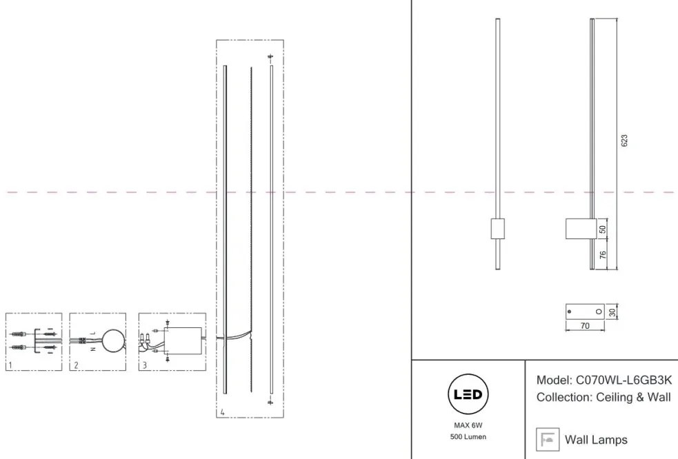 Aplica de perete LED design liniar Pars