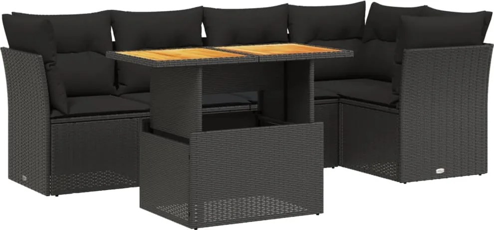 vidaXL Set mobilier de grădină cu perne, 5 piese, negru, poliratan
