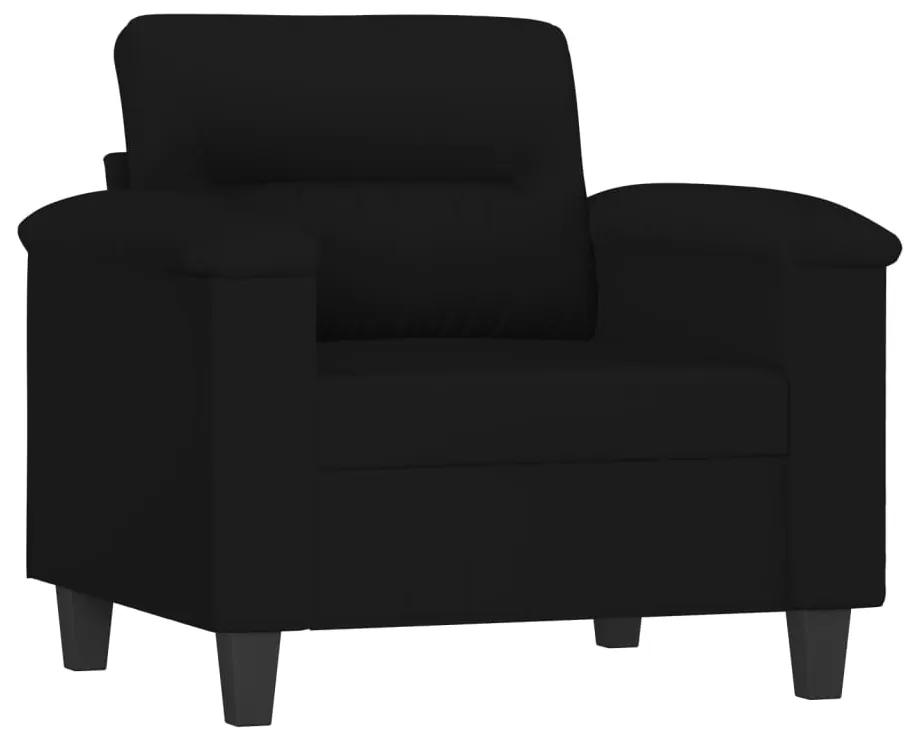 Fotoliu canapea cu taburet, negru, 60 cm, microfibra Negru, 90 x 77 x 80 cm