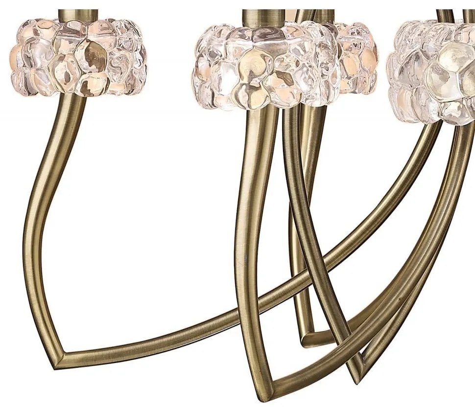 Candelabru clasic cu 9 brate LOEWE antique brass/ abajur alb