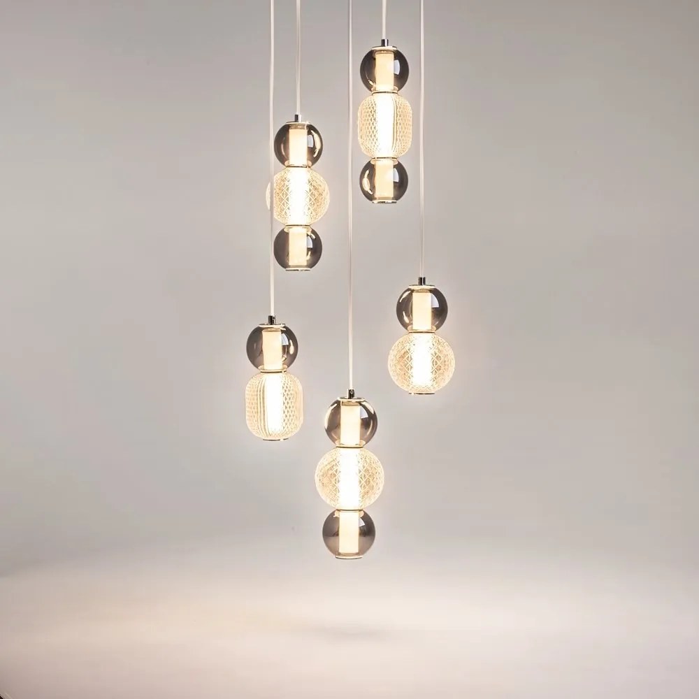 Lustra LED suspendata design modern decorativ Drop 5L crom