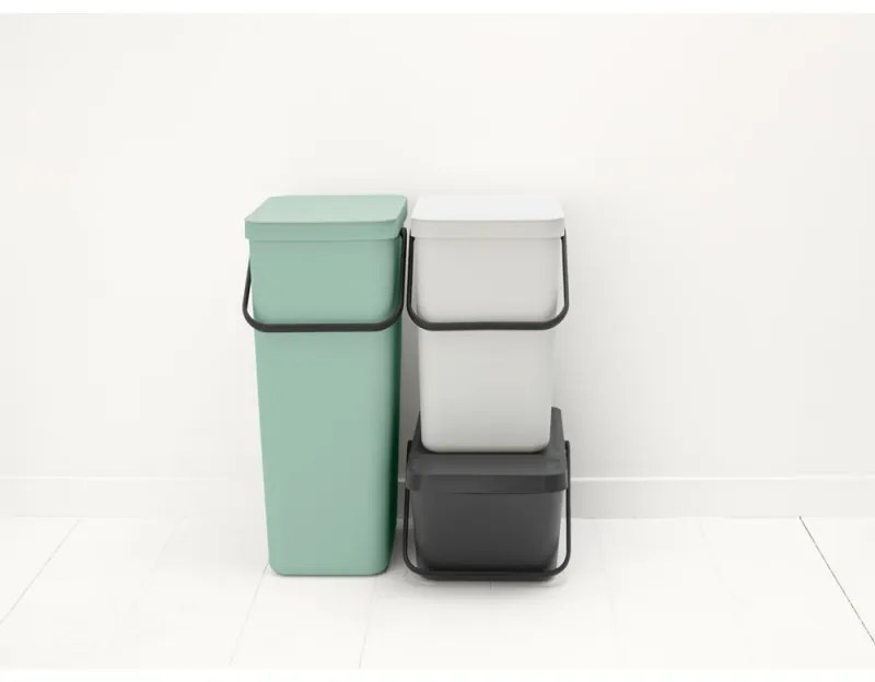Cos depozitare sau reciclare Brabantia Sort&Go 1006310, 20 L, 22,5x45x28 cm, Stivuibil, Plastic, Gri închis