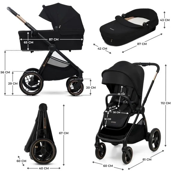 Cărucior de copii combinat 2 în 1 KINDERKRAFT NEA 2 Midnight black