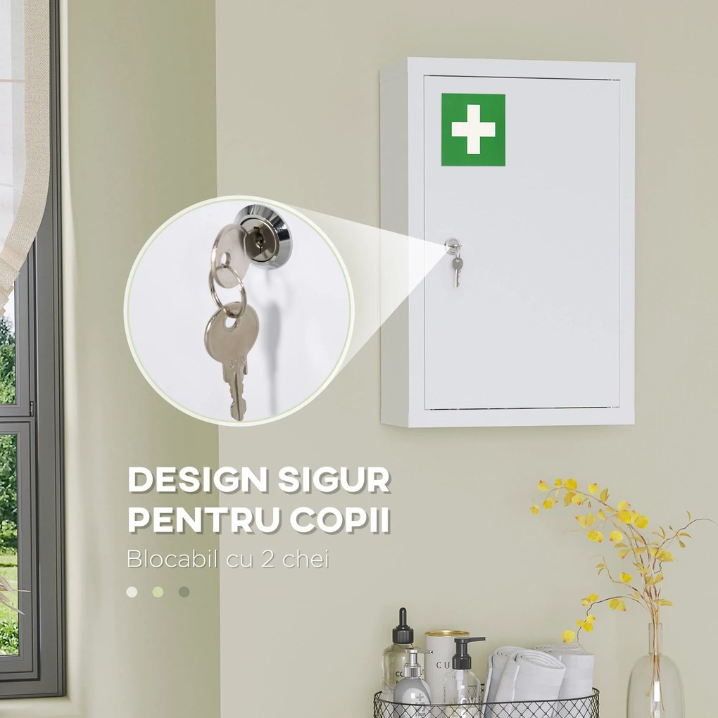 Kleankin Dulapior de Medicamente – Montabil pe Perete | Aosom Romania