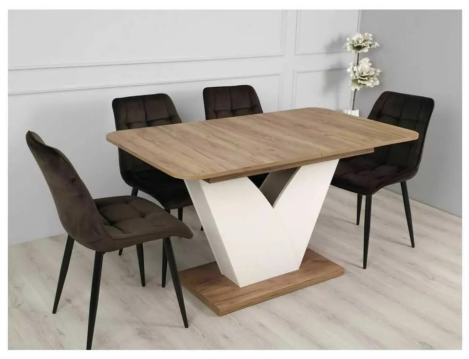 Masă de bucătărie Cabot, stejar kraft / crem