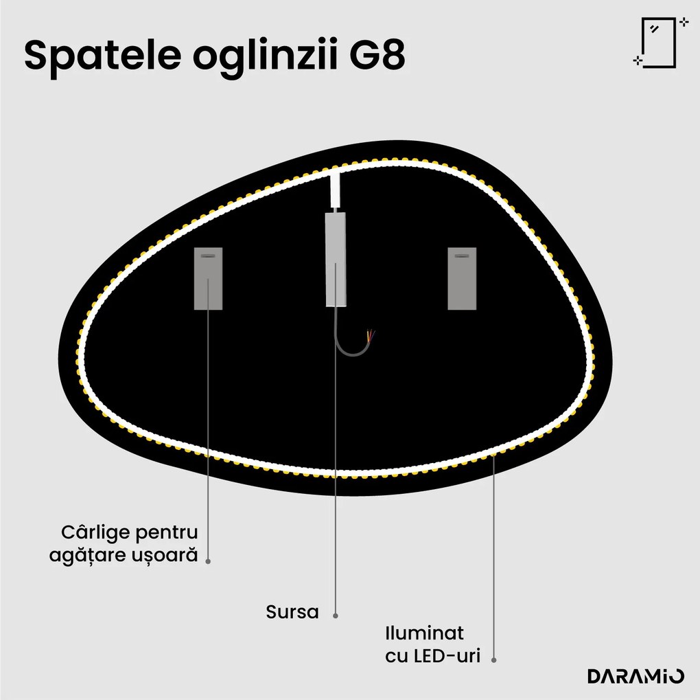 Oglindă atipică cu iluminare LED G8