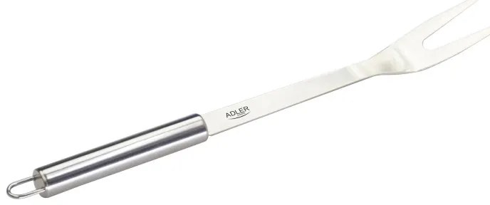 Set ustensile pentru gratar Adler AD 6729, 4 piese, Otel inoxidabil, Carcasa din aluminiu, Orificii de agatare, Argintiu