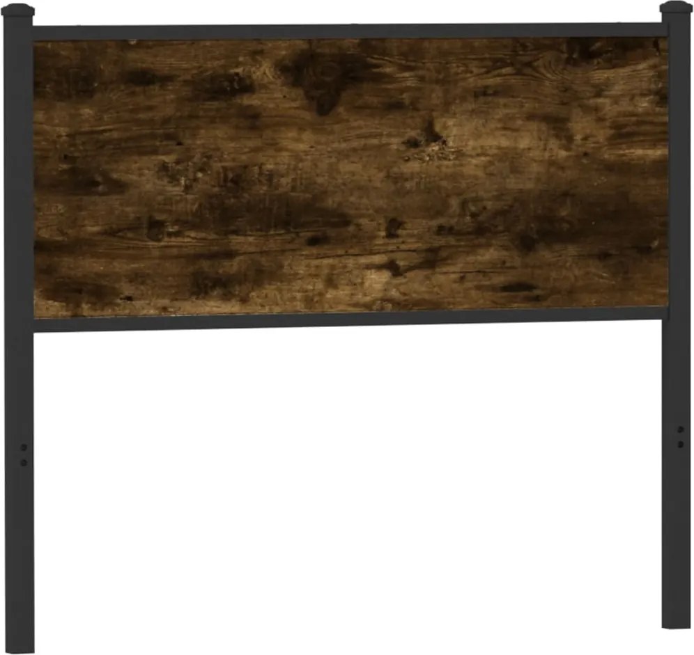 vidaXL Tăblie de pat de schimb, stejar fumuriu, 107 cm, lemn prelucrat și oțel