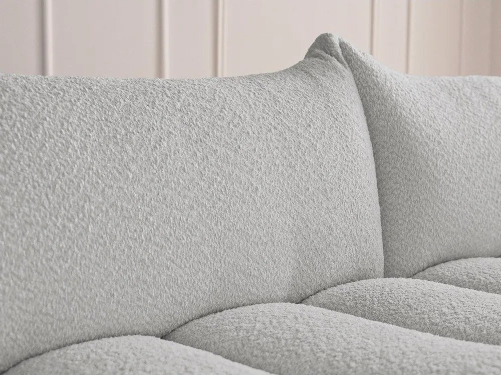 Colțar gri deschis cu tapițerie din țesătură bouclé (cu colț pe partea dreaptă/cu șezlong) Azra – Bobochic Paris