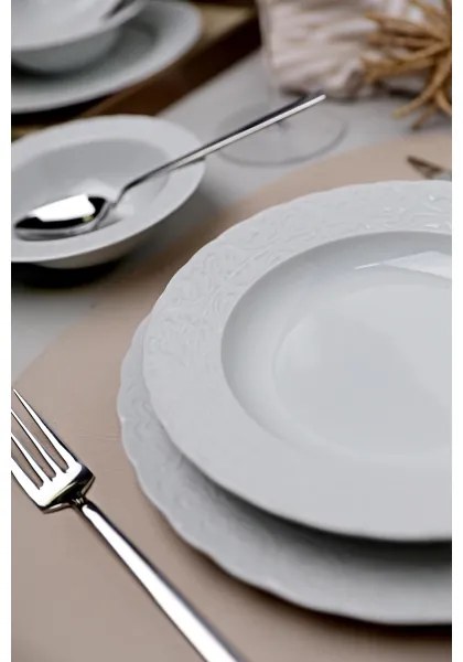 Set de veselă, 18 piese, alb/porțelan