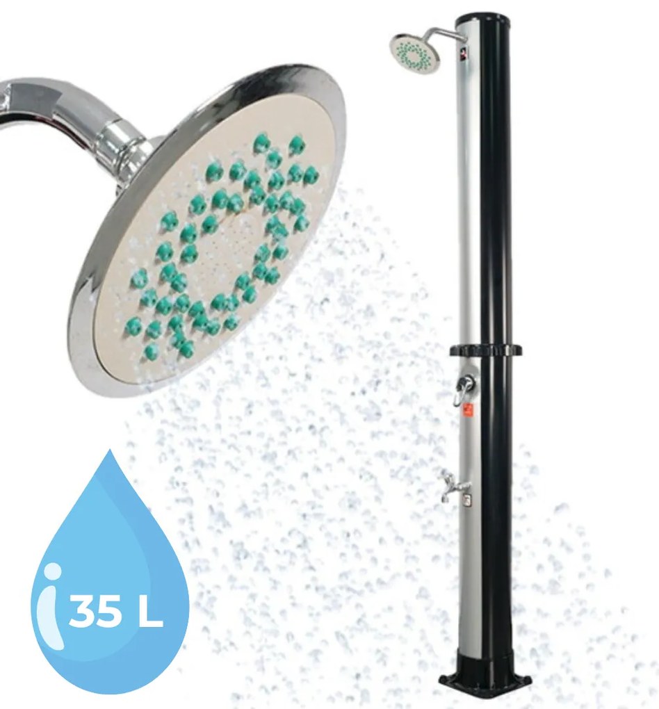 Duș solar KARIBIK, 35 l, argintiu/negru Jurhan