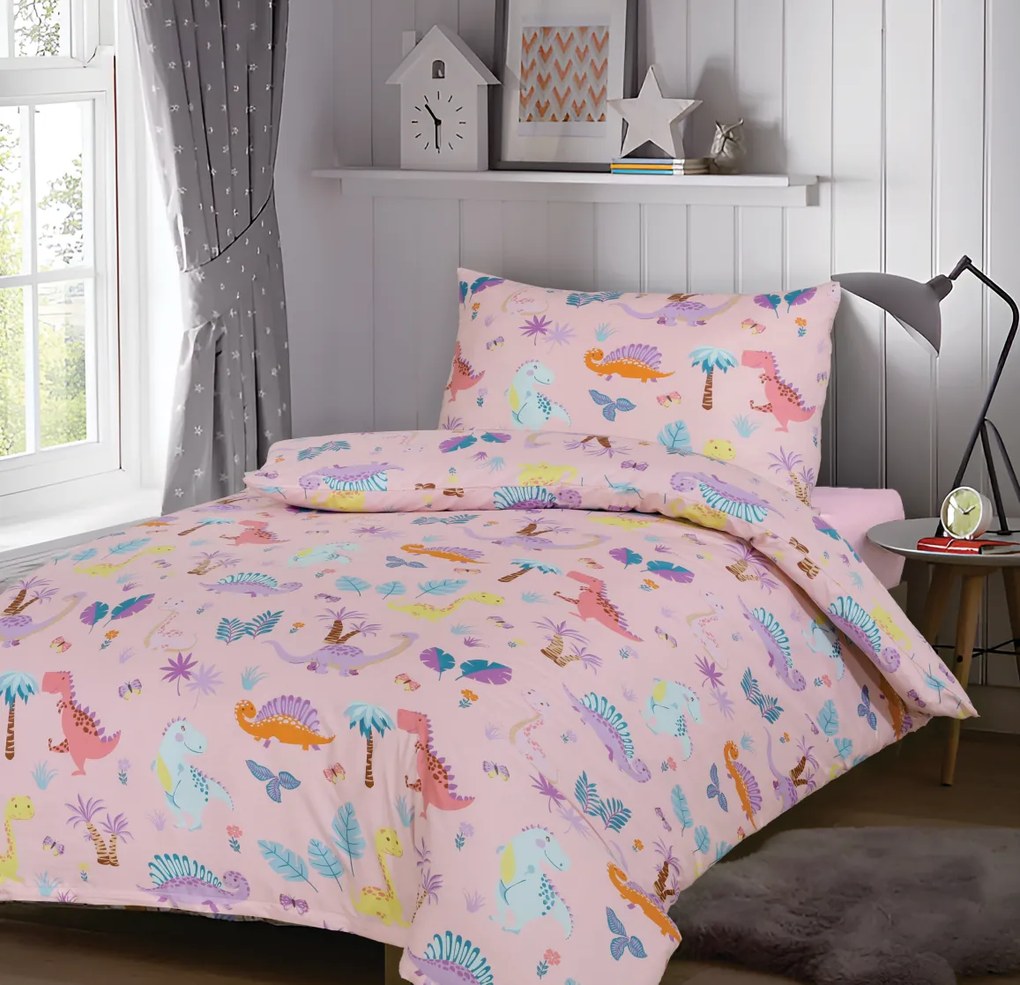Lenjerie de pat din microfibra pentru copii DINO ISLAND colorata Dimensiune lenjerie de pat: 70 x 90 cm | 140 x 200 cm