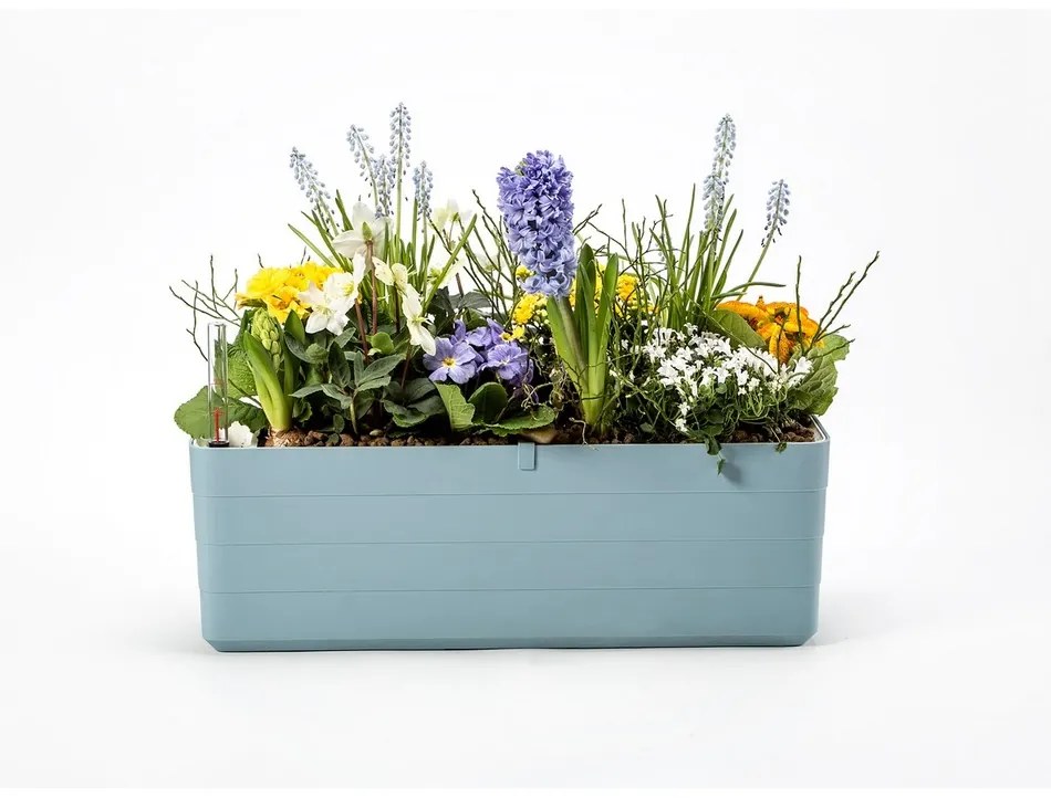 Ghiveci cu auto-irigare Berberis 60, grialbastru + alb, 60 cm