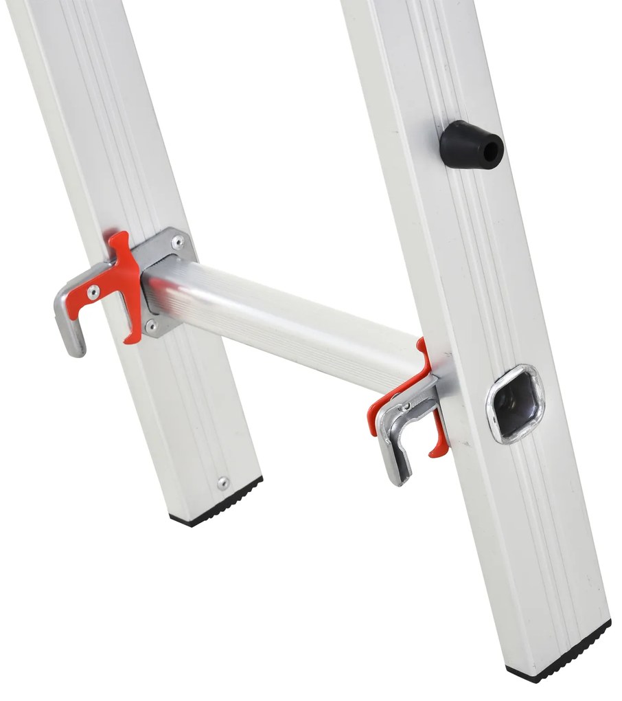 HOMCOM Scară multifuncțională din aluminiu 2,5 m, pliabilă și portabilă, picior antiderapant, greutate maximă 150 kg, argintiu | Aosom Romania