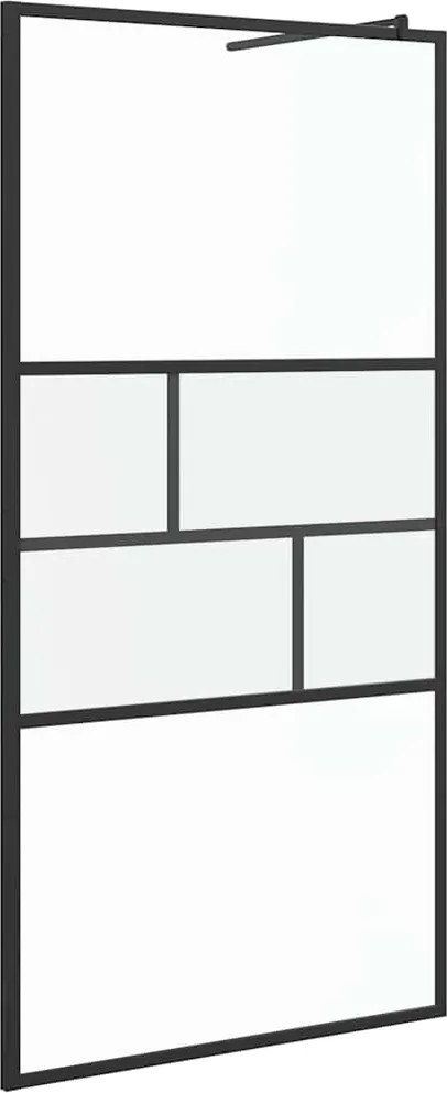vidaXL Zid de duș walk-in Negru 80 x 195 x 0.5 cm Sticlă și Aluminiu