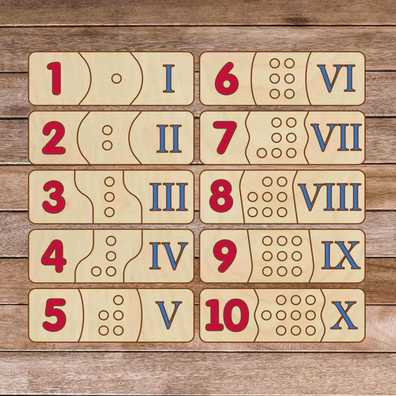 Puzzle din lemn pentru copii - cifre romane 30 de piese | HLAM
