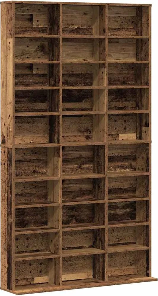 vidaXL Dulap pentru CD-uri cu raft Lemn vechi 101 x 23 x 177,5 cm