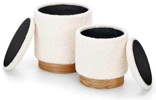 SET 2x taburet CANCUN d. 31/38 cm alb/maro